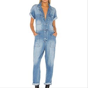 Pistola Grover Short Sleeve Field Jumpsuit Blue Denim
